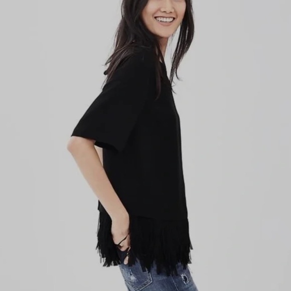 Banana Republic Crepe Fringe Top - XS - Black - Picture 1 of 4